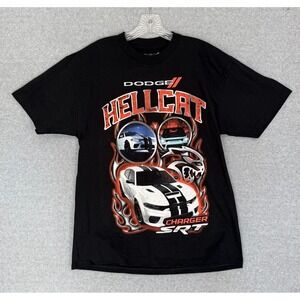 NEW! Dodge Hellcat Charger SRT art Mens Large Black T-Shirt Flame Muscle Car Tee
